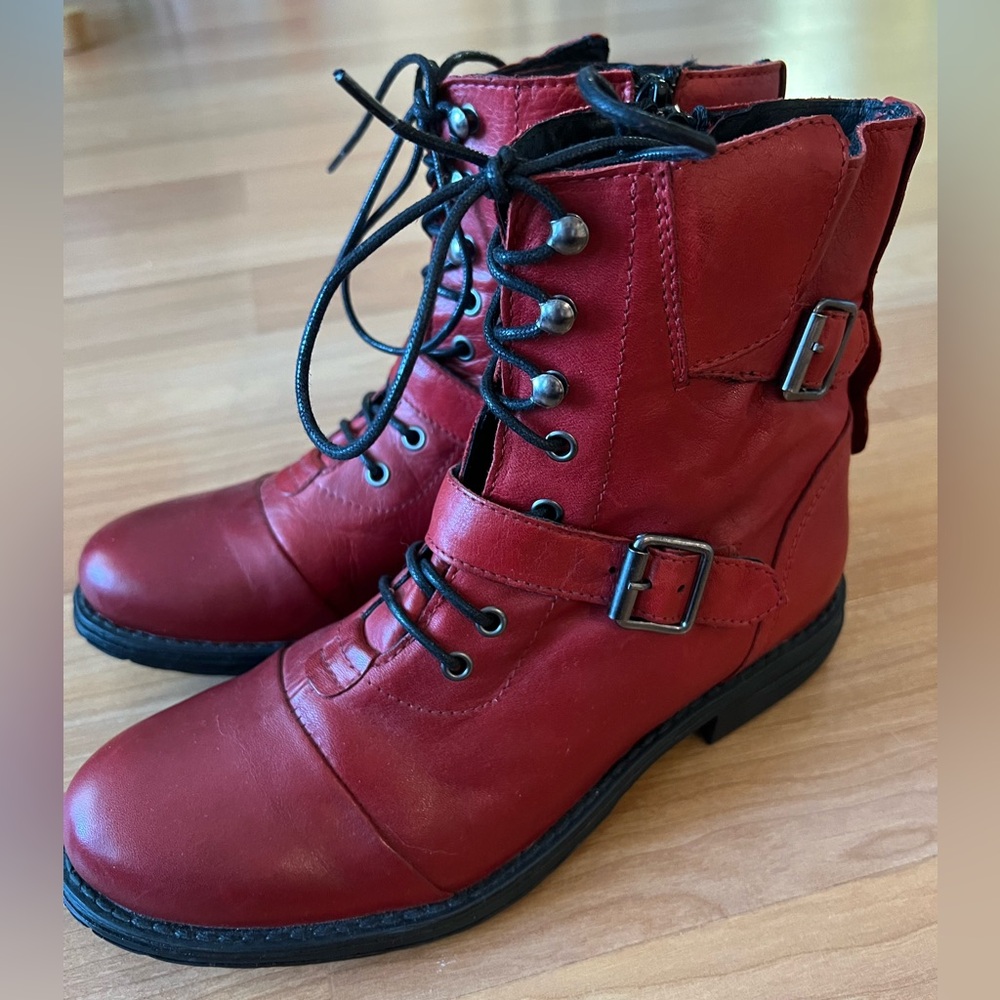 Creator Women's Burgundy Mid-Season Leather Boots Size 37 (US 6.5)